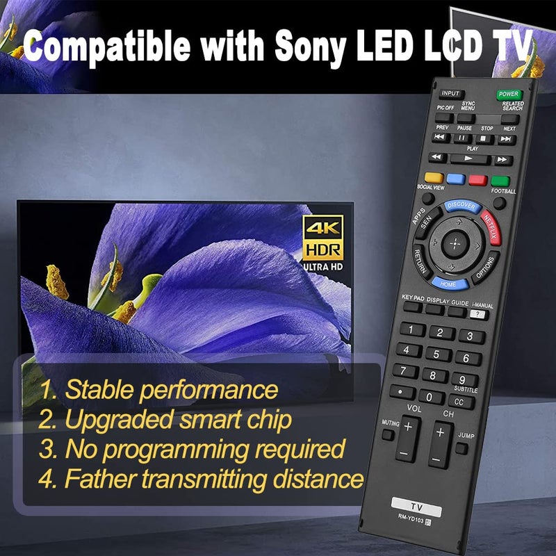 AZMKIMI Universal TV Remote Control Replacement for Sony RM-YD102 RM-YD103 Bravia HDTV LCD LED 3D Smart TV - Image 2